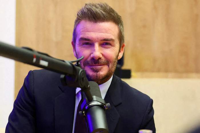 David Beckham is pictured at the latest World Economic Forum