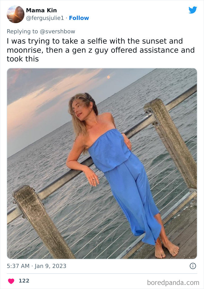 23. Taking a selfie with the sunset and moonrise