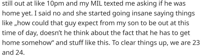 Her mother-in-law texts her frequently to check on her and also unloads her anxieties about other issues.