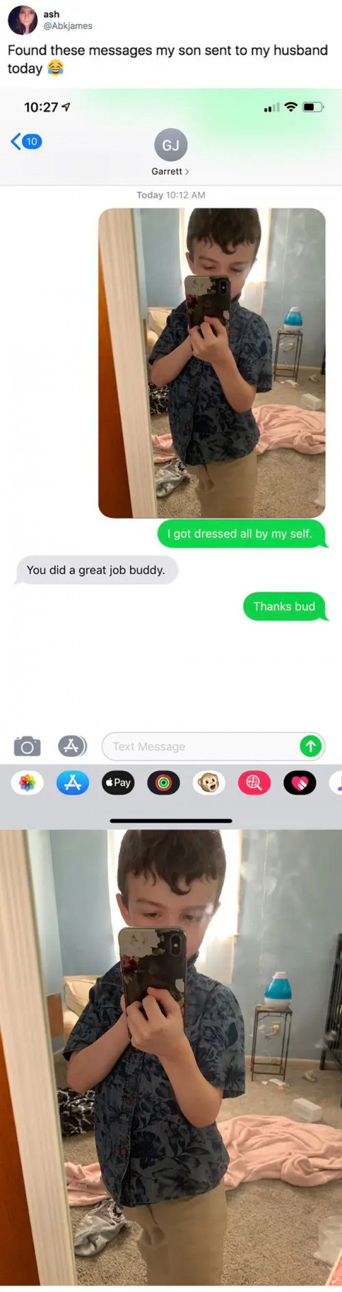 13. A young man learning how to be independent; his dad must be proud.