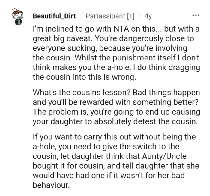 The OP might make her daughter detest her cousin
