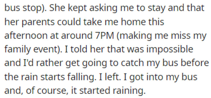 Eventually, OP left his girlfriend's house