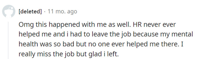 Sounds like HR was MIA when needed the most! Leaving was tough, but escaping the circus without clowns is a win.