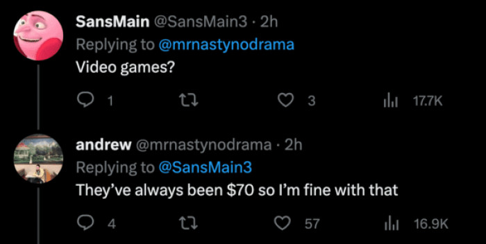 $70 is fine for video games