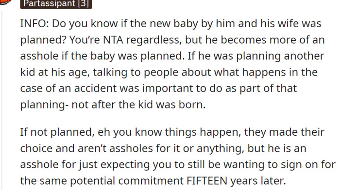 Planned baby or not, the OP is still NTA