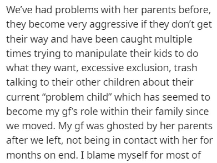 They've had problems with her parents