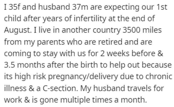 OP and her husband are expecting a child after years of infertility