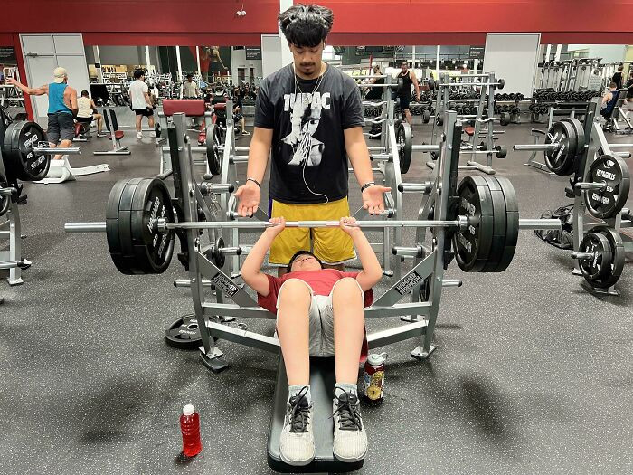 "My Wife Asked Me To 'Take It Easy' On My 12-Year-Old For His First Time At The Gym. So I Sent Her This Pic"