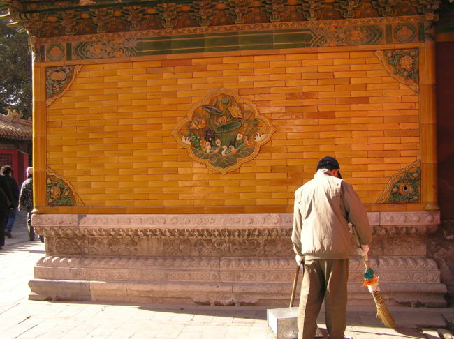Chinese tradition holds that good fortune enters through the front door, prompting people to ensure that the entryways of their homes remain clear of any dirt.
