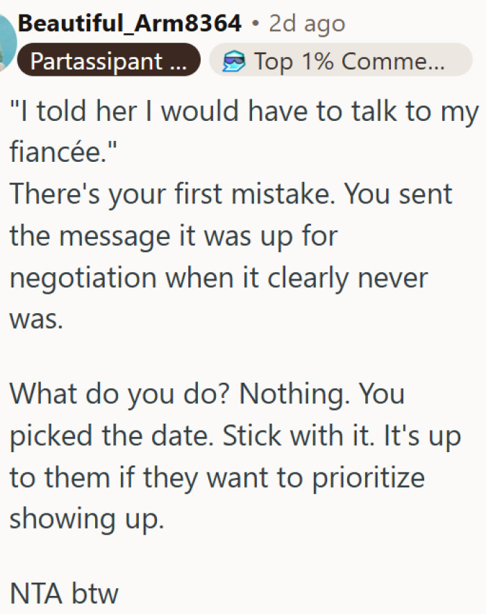 Standing firm on a chosen date should never require anyone's approval