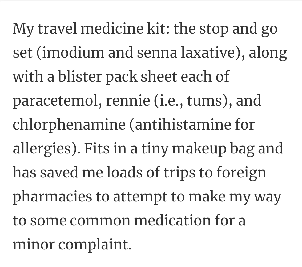 25. Traveling with a medical kit.