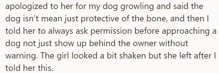 The OP Explained to the Girl That Her Dog Is Only Protective of Its Food