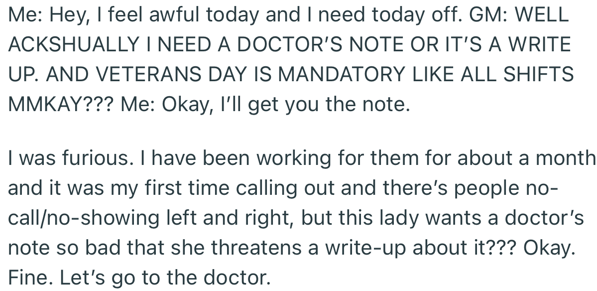The GM Insisted That OP Must Provide a Doctor’s Note