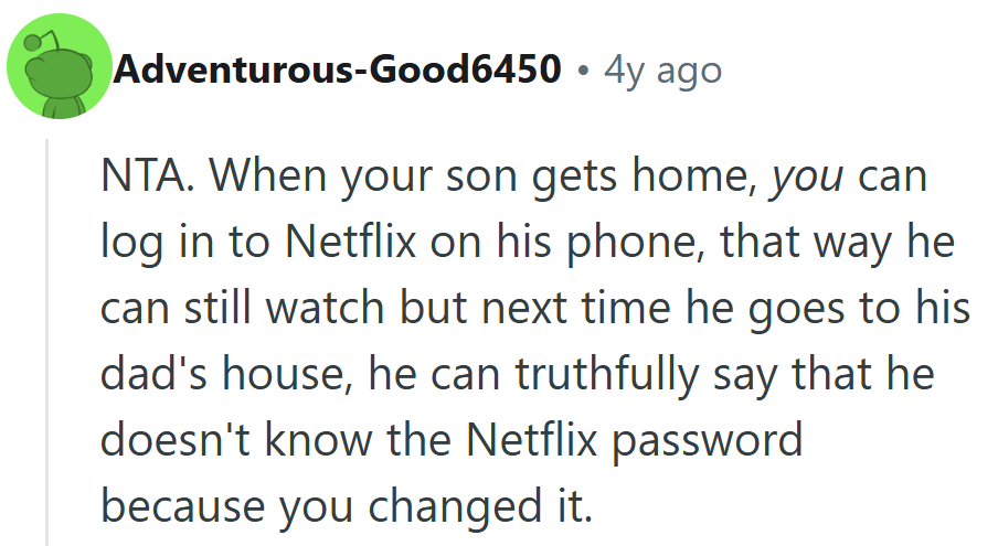 Problem solved: mom keeps control, son keeps cartoons, dad gets… nothing but reruns.