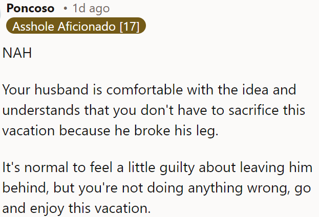 It's okay to feel guilty, but OP should go and enjoy the trip.