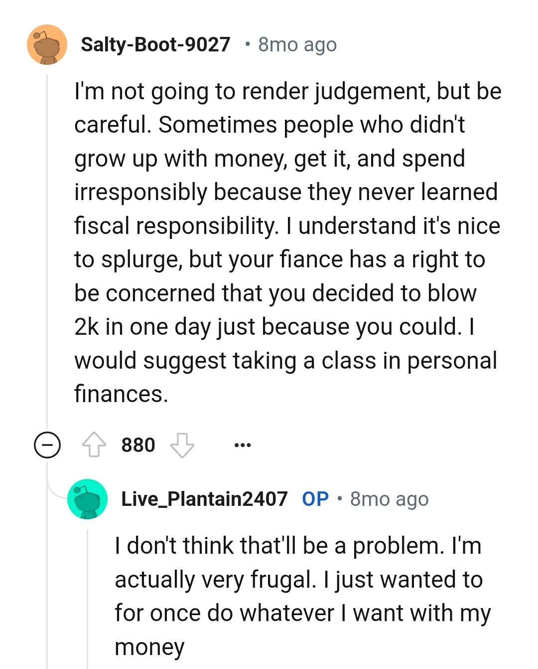 OP's Fiancé Has a Right to Be Concerned That She Blew So Much Money