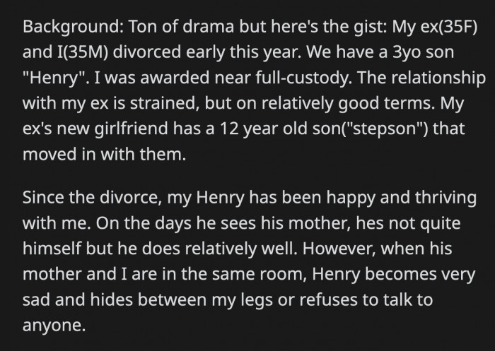 OP suggested again that they could spend another day with both kids present but insisted on his original plan to push forward.
