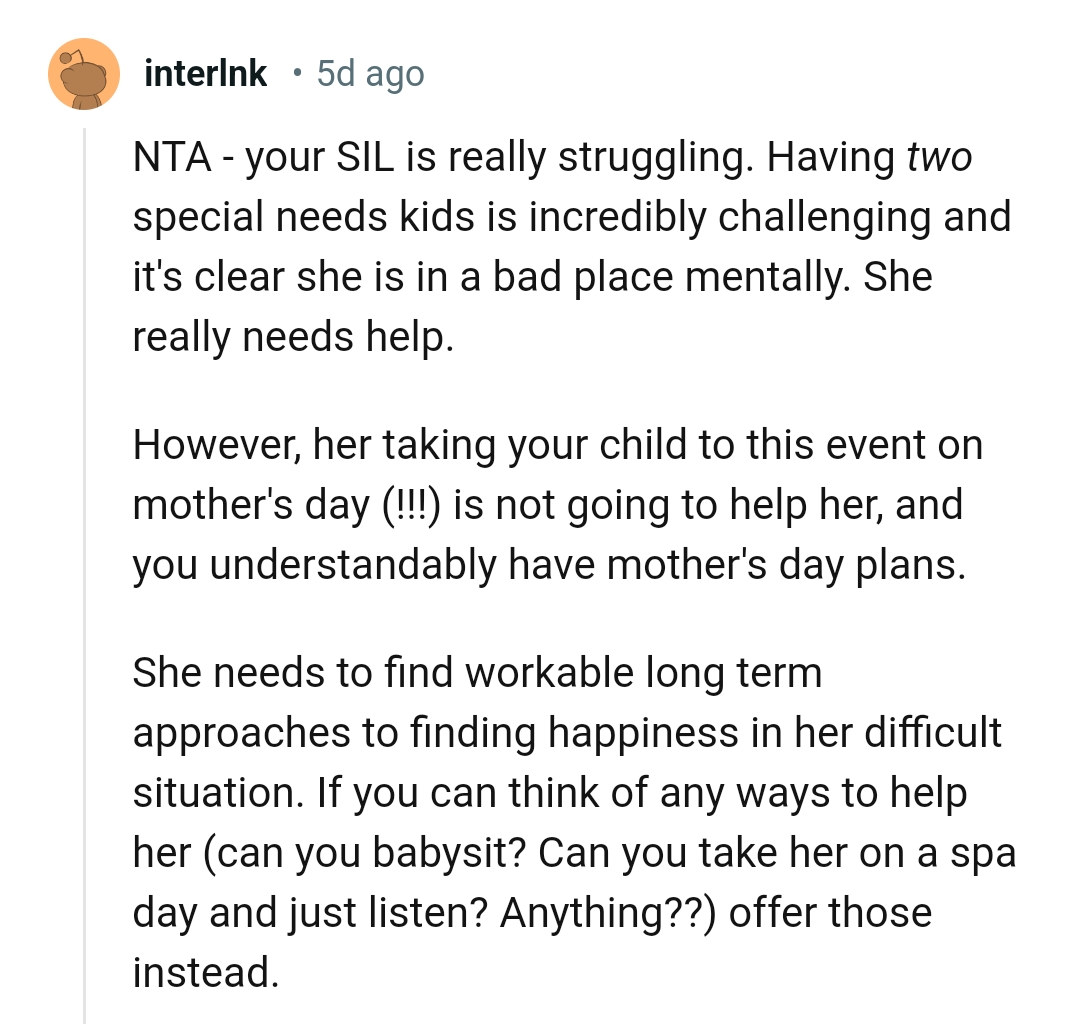 The OP has her own Mother's Day planned, so her SIL should not encroach