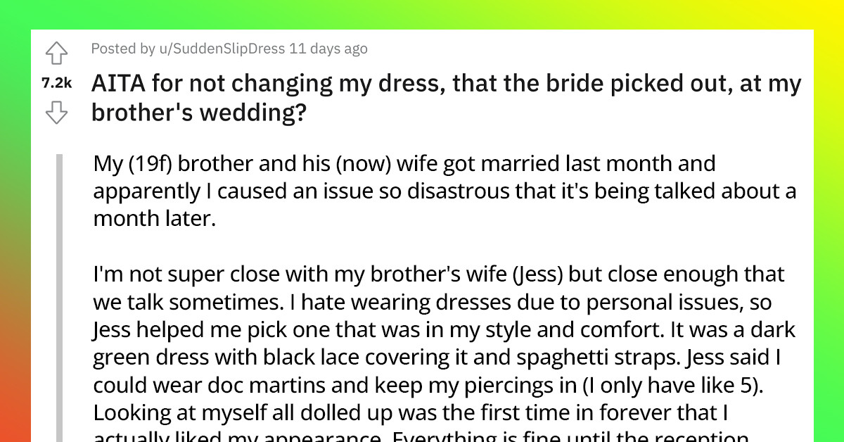 Confusion Weighs Heavy On This Redditor After She Refused To Change Her Outfit At Her Brother's Wedding