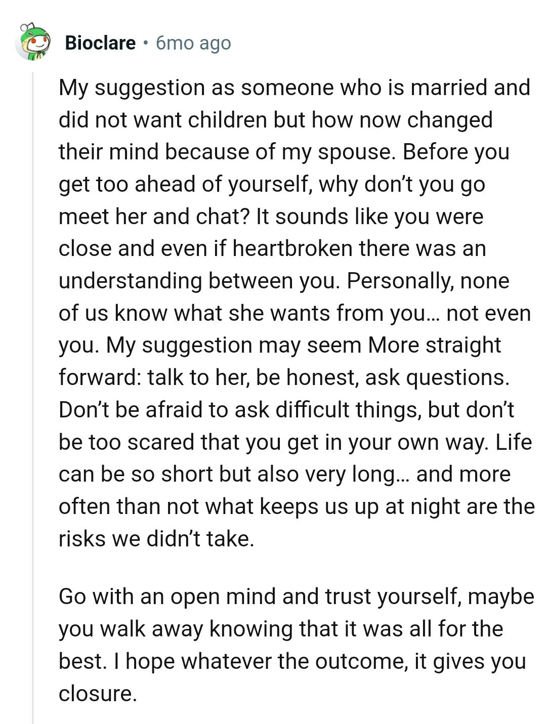 Why doesn't the OP go meet her and chat?