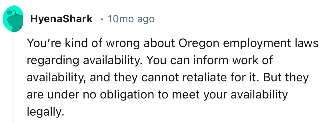 “You can inform work of your availability, and they cannot retaliate for it.”