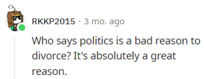 A great reason to get divorced