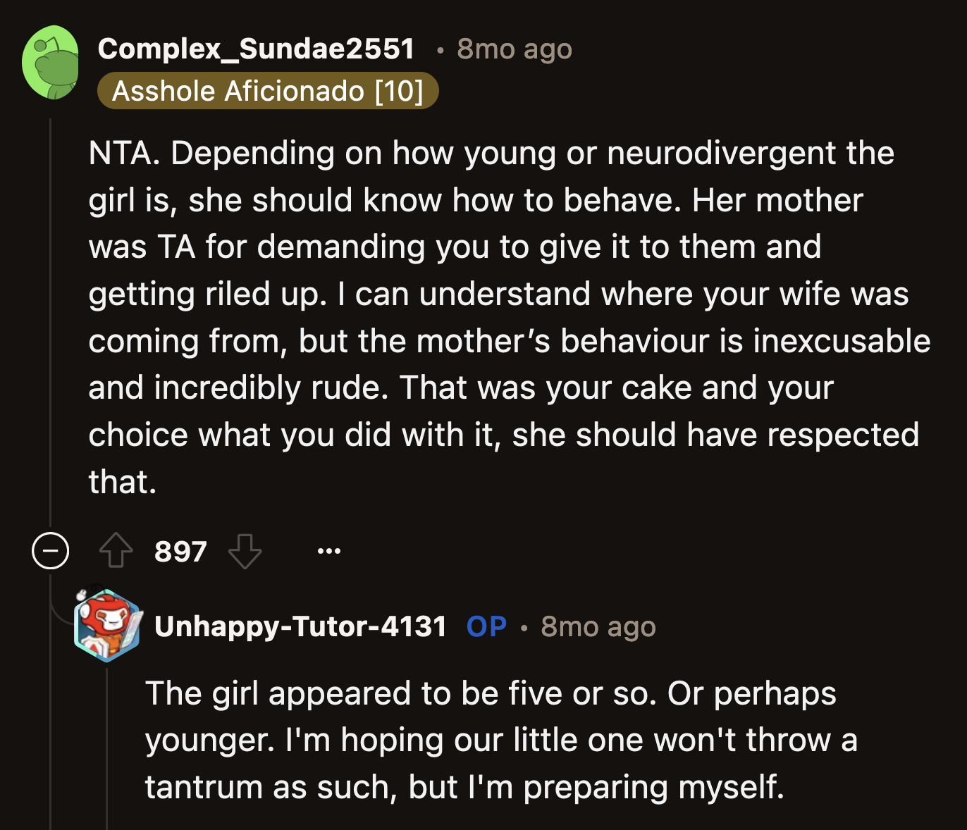 The child could grow up entitled if her mom continues to teach her that she deserves to get everything she wants.