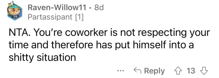 OP found herself in a no-win situation.