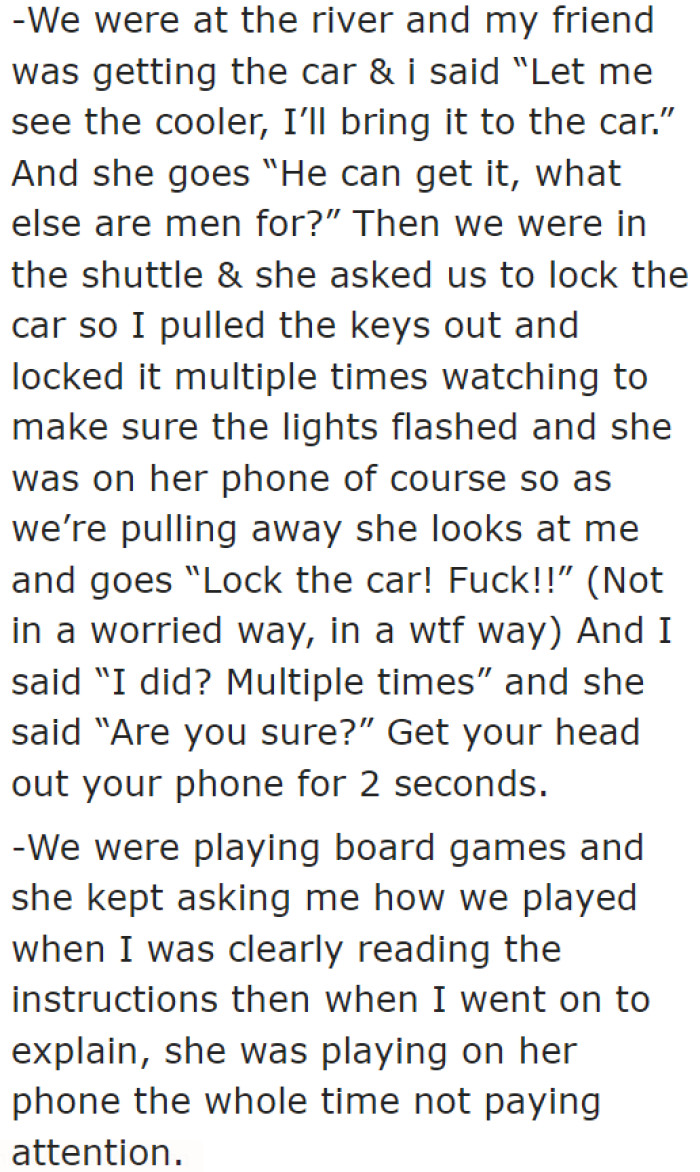 This girl is just too immature.