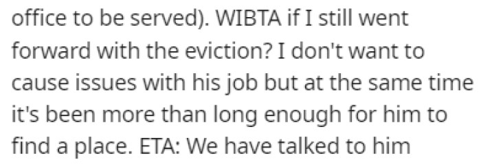 OP Doesn't Want to Cause Issues for the Roommate, but She Still Wants to Go Forward with the Eviction