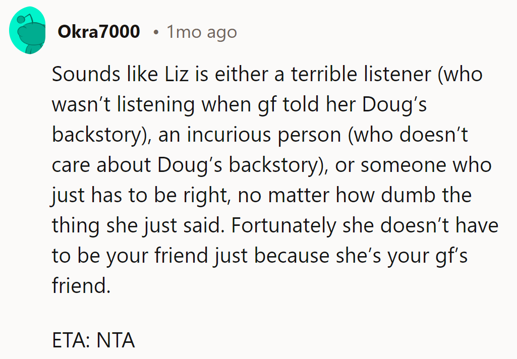 Liz missed the whisker on that one, but luckily, he's not obligated to be her feline friend. NTA.