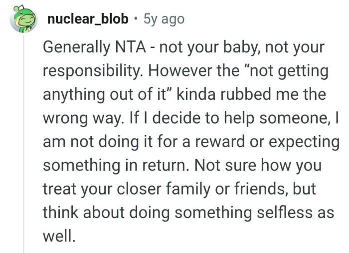 It's not the OP's baby and it's not OP's responsibility
