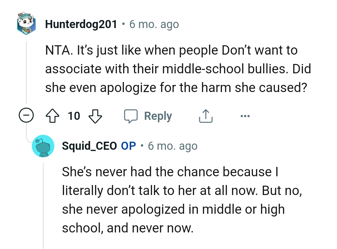 OP literally doesn't talk to her at all