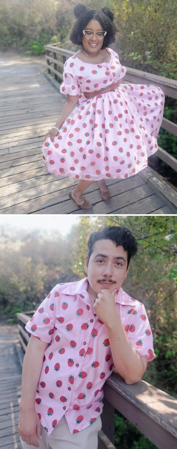 42. Made Myself A Strawberry Dress Of My Dreams, Along With A Matching Shirt For My Husband.