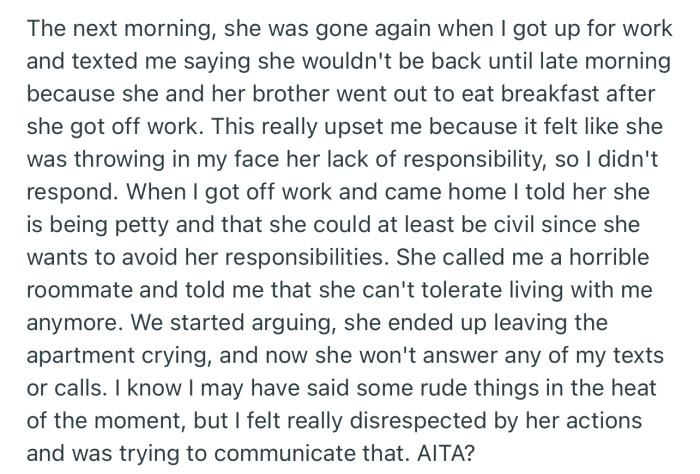 OP and Gwen Got into a Heated Argument, Which Led to Gwen Leaving the Apartment in Tears