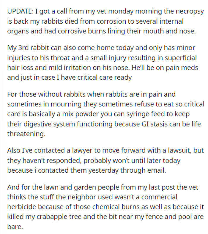 They added more updates for everyone who was looking into the situation and wanted to know what was going on and what happened to OP's pets.