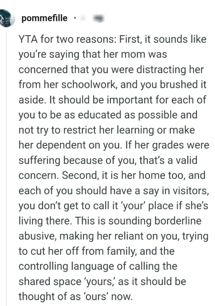 This is sounding borderline abusive, making the OP's girlfriend reliant on him