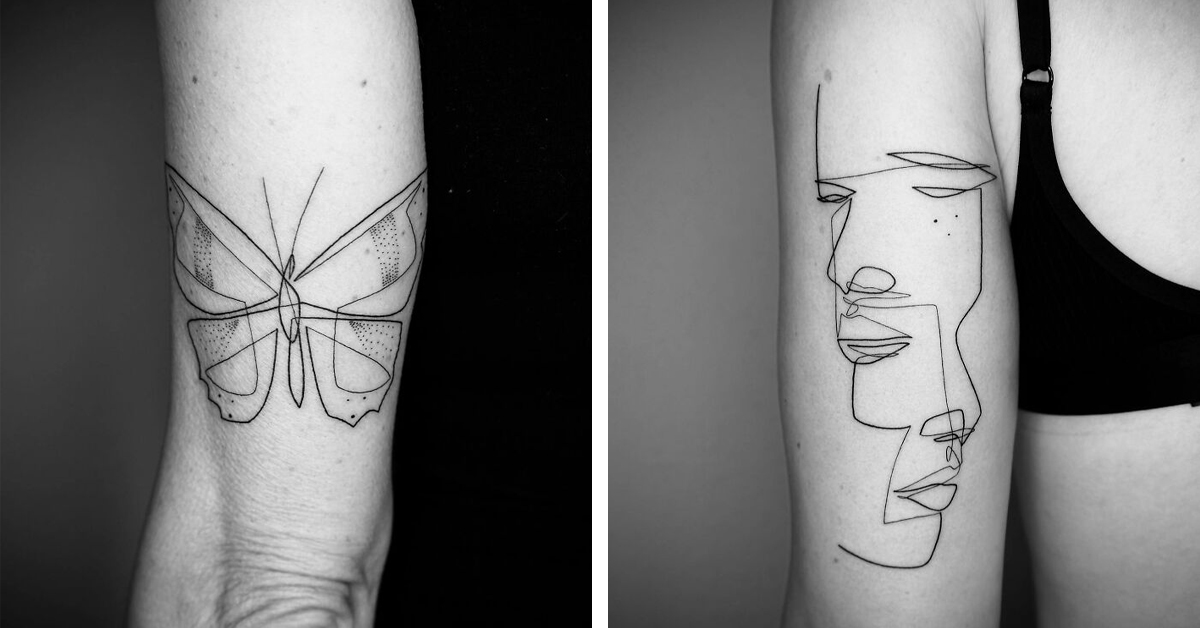 25 Times Talented Tattoo Artist Used Just One Line To Create Stunning Designs