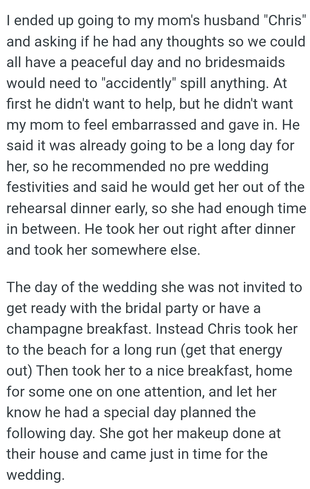 Chris took her to the beach for a long run