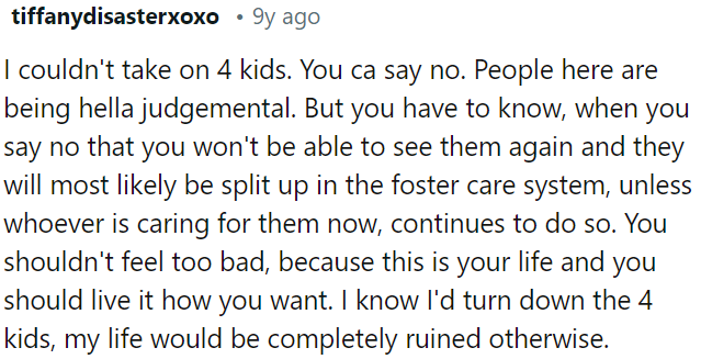 OP should prioritize her well-being.