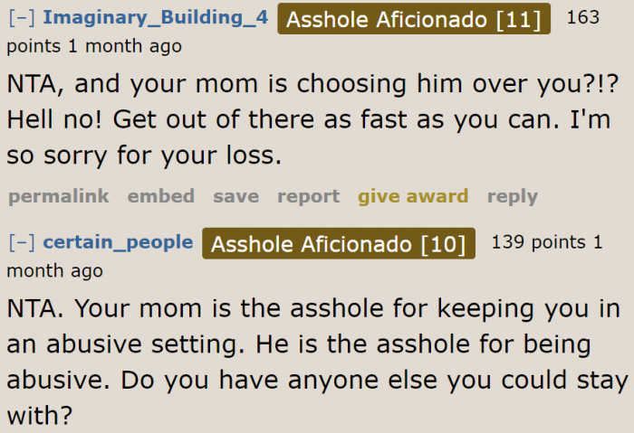 The community also suggests leaving this place.