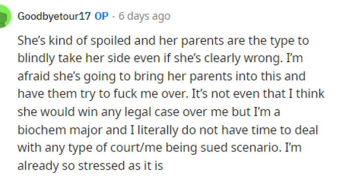 OP gave a response discussing the roommate and her personal circumstances that might explain her behavior.