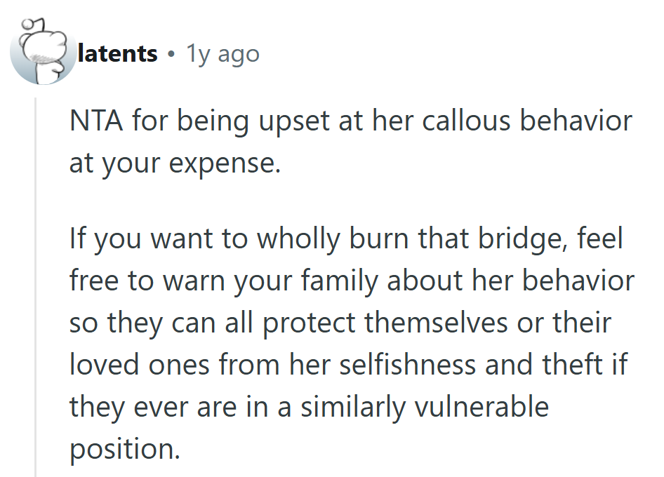 Translation: family newsletter update—new section titled “People to Never Leave $1,000 Around.”