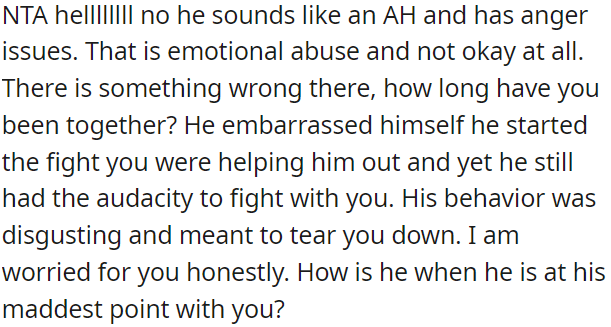 The boyfriend's behavior is unacceptable and may constitute emotional abuse.