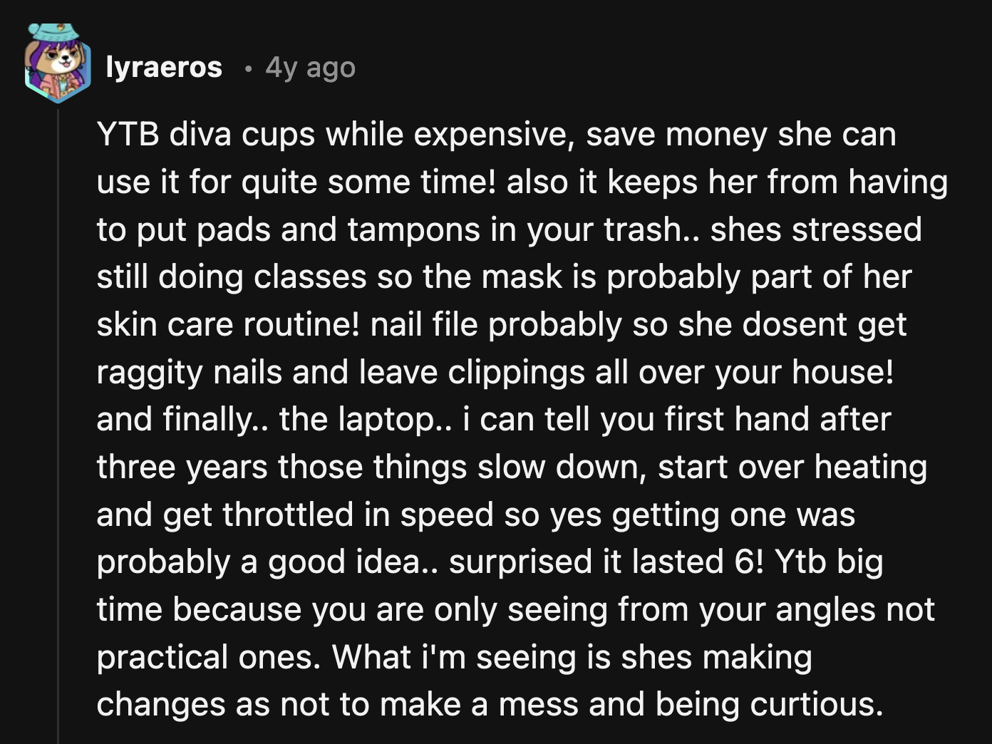 Commenters attempted to explain to OP why his girlfriend's purchases made more sense in the long run.