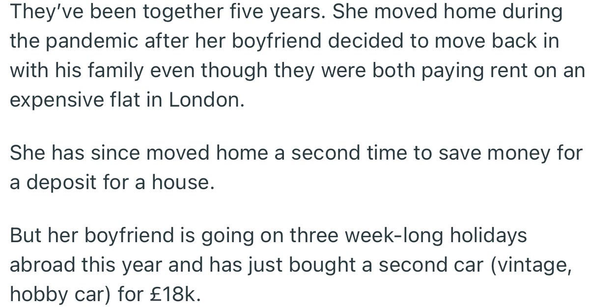 Despite the couple’s financial struggles, OP’s sister’s boyfriend has been spending big on things he likes