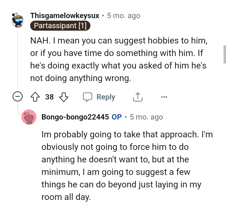 He's doing nothing wrong since he's doing all that's asked of him