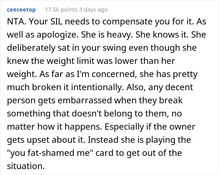 She is heavy and she knows it