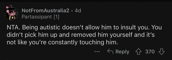 OP only touched Trent because she had to.