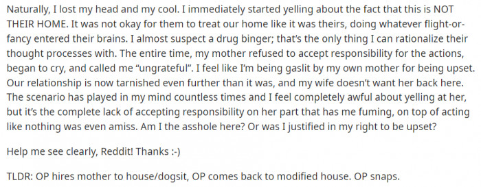 I think it's quite understandable to go crazy if something like this happens to you, but OP felt guilty about the way he reacted, which is why he shared the story.